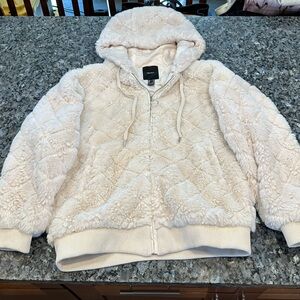 Forever 21 Women's Off-White Teddy Jacket